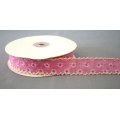 Vintage Floral Ribbon w/Scalloped edge Pink 1" 25y